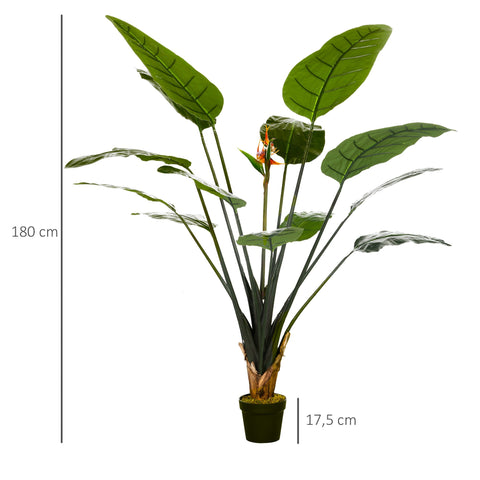 Rootz Artificial Bird of Paradise Plant - Strelitzia - Faux Greenery - Realistic Decor - 180cm High - Includes 13 Leaves & 2 Flowers with Pot