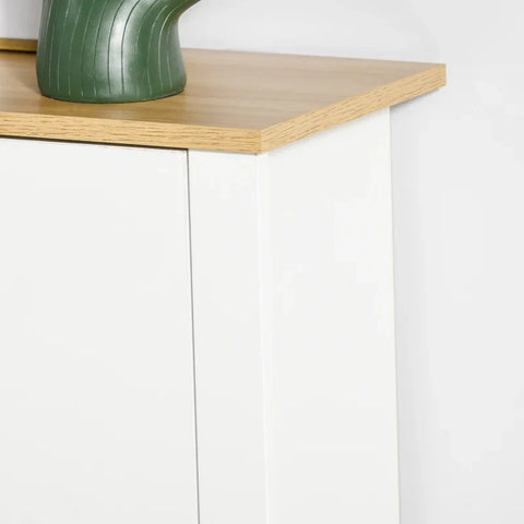 Rootz Shoe Cabinet - Shoe Rack - Shoe Storage - 2 Compartments - 12 Pairs Of Shoes - Chipboard - White-Natural - 72 Cm X 26 Cm X 80 Cm