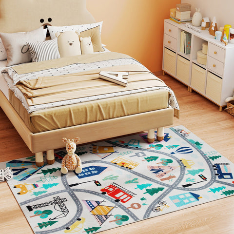 Rootz Carpet - Motorway Pattern - Soft Fleece Rug - Non-Slip Design - Easy to Care - 160cm x 120cm x 0.7cm