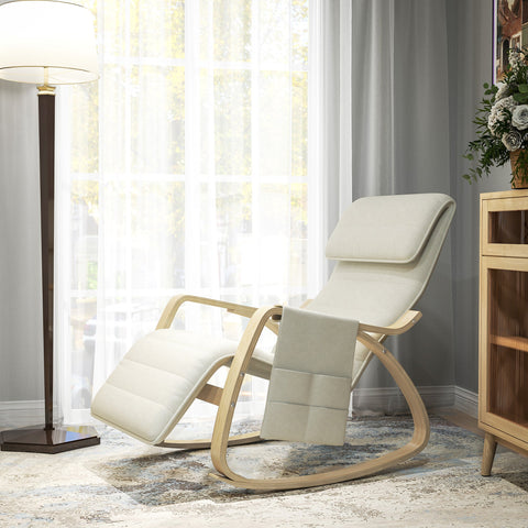 Rootz Rocking Chair Relaxing Armchair - Adjustable Foot Stool - Recliner Chair - Comfort & Style - 67cm x 110cm x 91cm