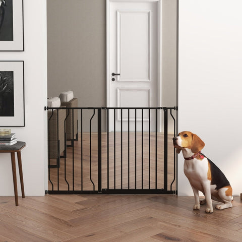 Rootz Pet Safety Gate - Dog Door Barrier - Stair Gate - Steel and ABS - Double Locking System - Expandable - 75cm to 115cm - 73L x 76H cm