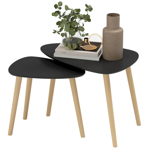 Rootz 2 Piece Set - Scandinavian Coffee Tables - Wooden Cocktail Tables - Elegant Design - 59.5 x 39.5 x 45 cm (Large) 44.5 x 28.5 x 40 cm (Small)