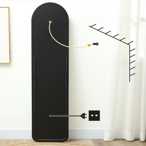 Rootz Full-Body Mirror with LED - Dressing Mirror - Standing Mirror - Adjustable Light & Memory Function - 150x40cm - Silver