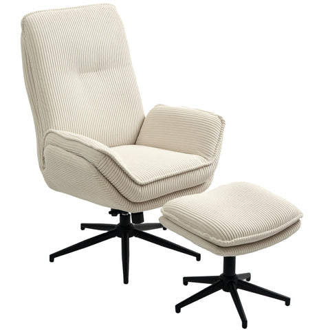 Rootz Upholstery Armchair & Foot Stool - Recliner Chair - TV Armchair - Max Comfort - 74cm x 85cm x 104cm