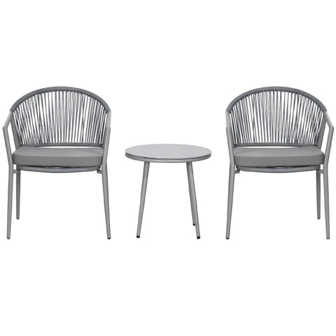 Rootz Garden Furniture Set - Patio Chairs - Outdoor Seating - Weatherproof - Comfortable Cushions - Elegant Design - 58cm x 62cm x 78cm (Chairs), Ø 48cm x 46cm (Table)