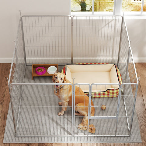 Rootz Pet Enclosure Dog Fence - Pet Playground - Customizable - Stainless Steel - 160x160x100 cm Square - 240x80x100 cm Rectangular