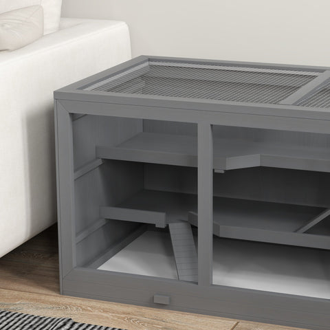 Rootz Dwarf Hamster Cage - Rodent Cage - Small Animal Box - Lockable & Easy Care - Grey - 115cm x 57cm x 55cm