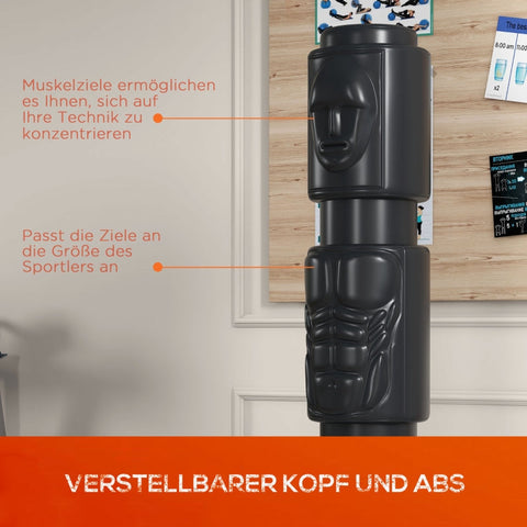 Rootz Standing Punching Bag - Boxing Dummy - Training Equipment - Adjustable Hitting Areas - Sturdy Base - Durable Faux Leather - 56cm x 56cm x 175cm