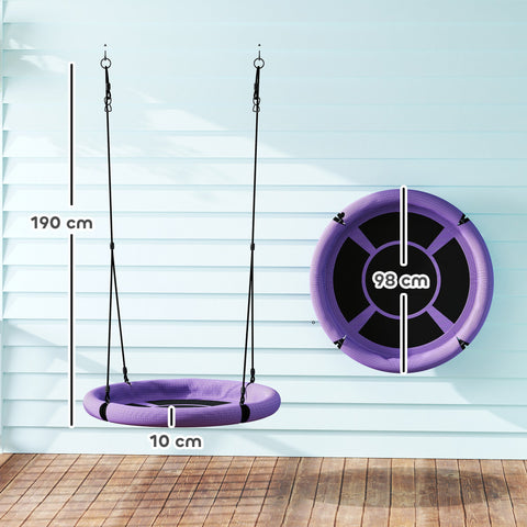 Rootz Nestscarkel Round Garden Swing - Children's Swing - Basket Swing - 150kg Capacity - Ø98 x 190h cm