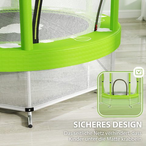 Rootz Children's Trampoline - Kids Bouncing Toy - Mini Jumper - Safety Net - Indoor & Outdoor Fun - Ø140 x 190H cm - Green