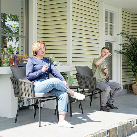 Rootz 3-Part Outdoor Furniture Set - Garden Bistro Set - Patio Furniture - Durable Steel Frame - 63cm x 58cm x 69cm - Grey