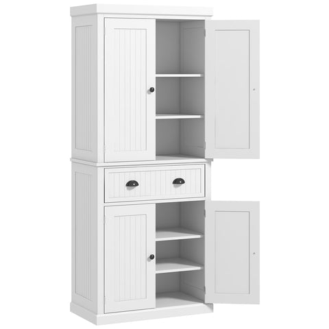 Rootz Kitchen Cabinet Buffet - Multi-Purpose Storage Unit - Adjustable Shelves - Durable Chipboard & MDF - 76.2cm x 40.2cm x 183cm - White