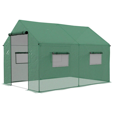 Rootz Tunnel Greenhouse - Walk-in Greenhouse - Roll Up Door and Window - Galvanized Steel Frame - Green - 2x3x2m