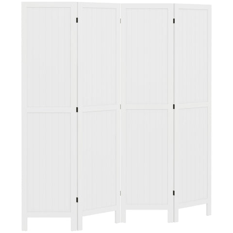Rootz Indoor Wooden Partition Screen - Foldable Room Divider - Mobile Privacy Screen - No Assembly Required - 160 x 170 cm White
