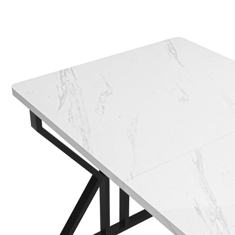 Rootz Elegant Dining Table - Marbled Table - Modern Dining Surface - Durable MDF & Metal - 119L x 70W x 75H cm