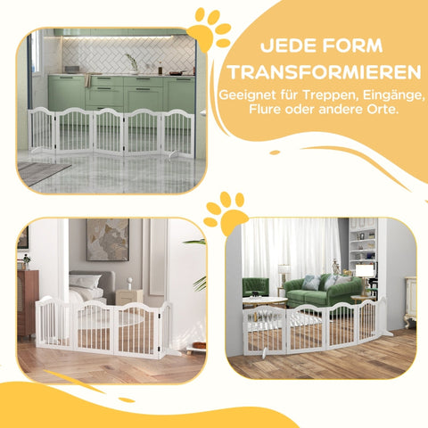 Rootz Dog Barrier - Wooden Pet Gate - Room Divider - Solid Wood and MDF - Adjustable Panels - Space-Saving - 254.5cm x 29.5cm x 61cm