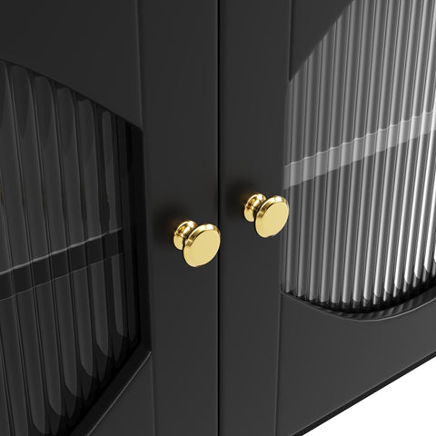 Rootz Kitchen Cabinet Sideboard - Glass Door Console - Modern Storage Unit - Spacious Design - 100 x 40 x 90.5 cm