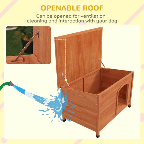 Rootz Dog Houses - Wooden Dog Kennel - Functional Dog House - Divided Into 3 Parts - Fir Wood Frame - Orange - 100L x 65.5W x 68H cm