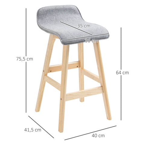 Rootz Scandinavian Bar Stools Set - High Chairs - Stylish Kitchen Seats - Comfort Footrests - 40cm x 41.5cm x 75.5cm