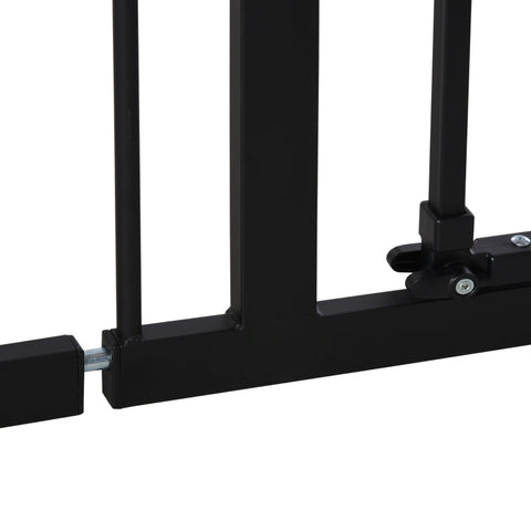 Rootz Door Protection Gate For Dogs - Barrier Gate - Protective Gate For Pets - Dog Gate Including 3 Different Extensions - Stair Gate Without Drilling - Metal - Plastic - Black - 136.3W x 76.2H cm