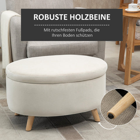 Rootz Oval Velvet Bench - Storage Stool - Footstool - Holds Up to 80 kg - 71 x 51.5 x 42 cm - Stylish Brown Design
