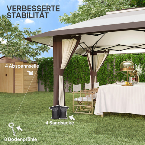 Rootz 4x4m Garden Pavilion - Garden Tent - Party Tent - UPF50+ UV Protection - 400cm x 400cm x 281cm