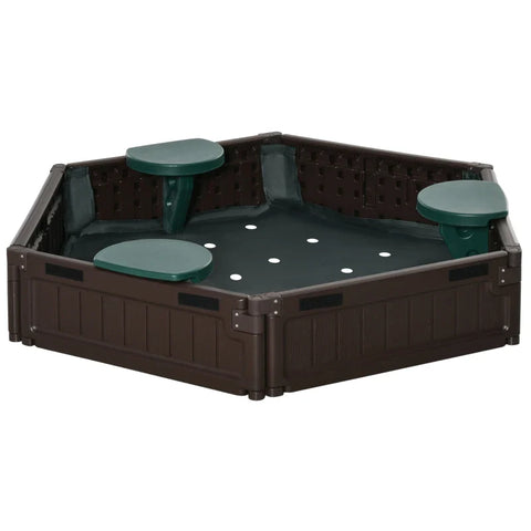 Rootz Children's Sandpit - Modular Design with Cover - Tarpaulin - 4 Seats - Oxford Polyester Fabric - Brown - Φ120 x 21 cm
