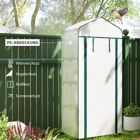 Rootz Foil Greenhouse - Mini-Greenhouse - Plant House - Early Bed - 4 Shelves - Weatherproof Stability - 69 x 50 x 165 cm