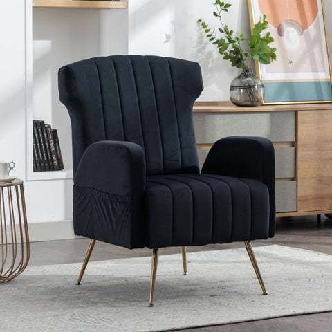 Rootz Velvet Armchair - Comfy Chair - Elegant Seating - Superior Comfort - 69cm x 72cm x 90cm