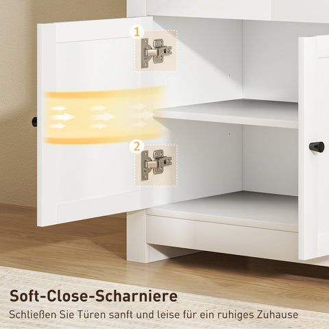 Rootz White Chest of Drawers - Sideboard - Storage Cabinet - Soft-Close Doors - 80cm x 35cm x 67cm