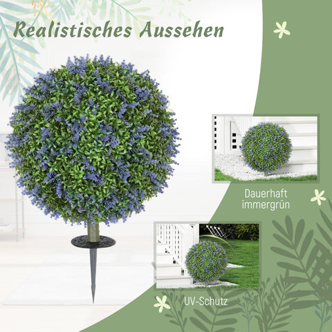 Rootz Artificial Lavender Tree Set - Faux Plants - Decorative Trees - UV-Resistant - Ø40 x 60H cm
