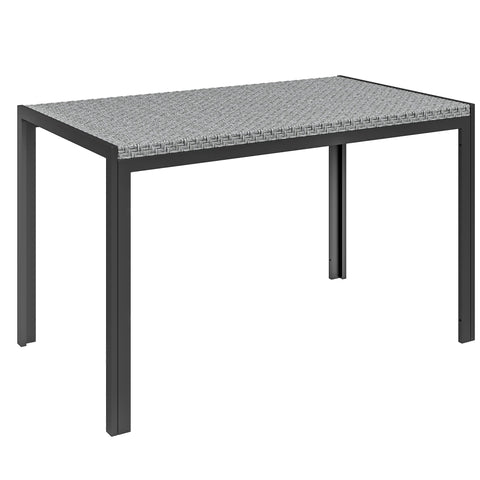 Rootz Rectangular Garden Table - Outdoor Dining Table - Metal with Rattan Effect - Elegant & Durable Design - 120cm x 70cm x 72cm