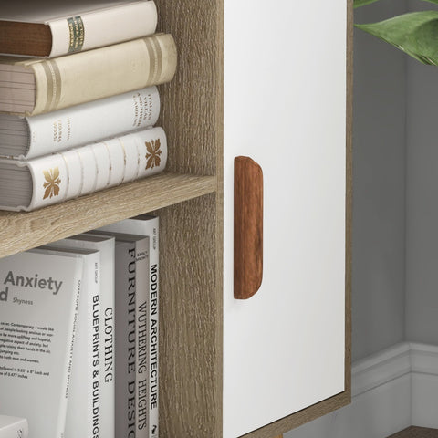 Rootz Scandinavian Bookshelf - Storage Shelf - Book Organizer - Nordic Design - 80L x 24B x 123H cm - Solid Pine Inclined Feet