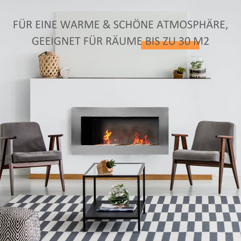 Rootz Stainless Steel Gel Fireplace - Bioethanol Wall Fireplace - Modern Home Fire Feature - Environmentally Friendly Fuel - Enhanced Safety Features - No Chimney Required - 110W x 54H x 14D cm