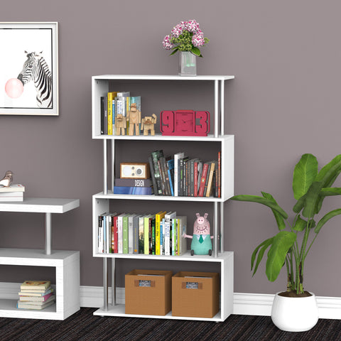 Rootz Standing Shelf 4 Compartments - Room Divider - Wall Shelf - Space-Saving - 80x30x145 cm