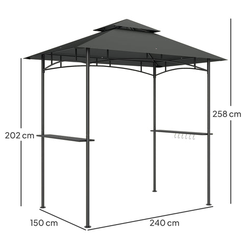 Rootz Grill Pavilion - Outdoor Canopy - BBQ Shelter - Flame-retardant & Water-repellent - 240cm x 150cm x 258cm