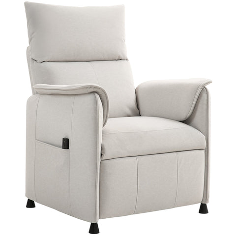Rootz Relaxation Armchair - Recliner Chair - Upholstered Memory Chair - Quiet Engine - White - 80B x 83T x 104H cm