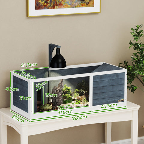 Rootz Turtle House - Reptile Enclosure - Terrarium - Easy Access - 120cm x 50cm x 40cm