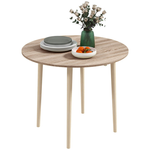 Rootz Foldable Dining Table - Round Table - Extendable Table - Space-Saving - Ø89cm x 73.5cm, Perfect for Kitchens & Living Rooms
