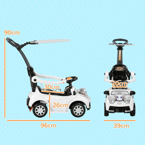 Rootz 3-in-1 Robot Push Car - Ride-On Toy - Convertible Car - Removable Sun Canopy - Lights and Music - 96cm x 39cm x 90cm