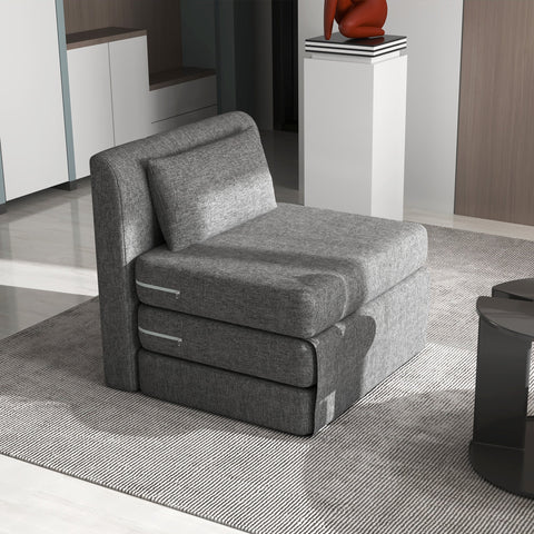Rootz Sofa Bed - Guest Mattress - Tri-fold Chair - Compact and Versatile - Metal Frame - 80x75x74 cm - Grey
