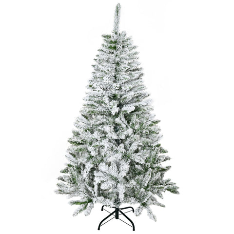 Rootz Artificial Christmas Tree - Frosty Xmas Tree - Snow Sprayed Pine - Easy Assembly - Flame Retardant - 85cm x 150cm - Green + White