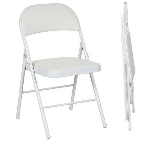 Rootz 2 Set Folding Chairs - Portable Office Chairs - Reception Seating - Synthetic Leather - Metal Legs - 45cm x 46cm x 78cm