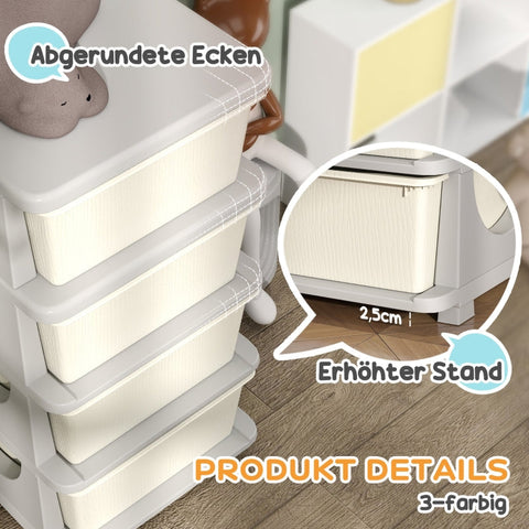 Rootz Kids Storage Boxes - Child-Friendly Drawers - Creamy White - Toy Organizer - 37cm x 37cm x 76cm
