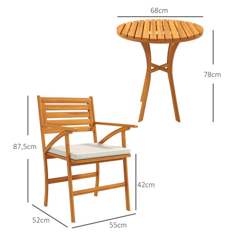 Rootz Garden Furniture Set - Patio Set - Outdoor Seating - Weatherproof Pine - 2 Armchairs with Removable Pillows & Side Table - 55x52x87.5cm Chairs