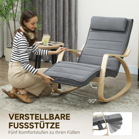Rootz Rocking Chair - Recliner - Massage Chair - Lumbar Heating - 67cm x 106cm x 92cm - Grey