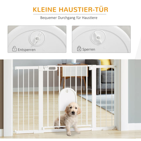 Rootz Door Safety Gate - Pet Barrier - Pet Gate - Automatic Closing - Enhanced Stability - Convenient Small Door - 75-131cm x 76cm - Metal, ABS