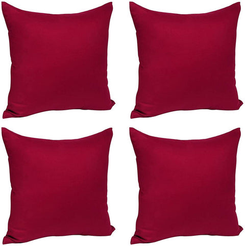 Rootz 4x Red Cushion Cover Set - Pillow Case - Sofa Cushion Slip - 100% Cotton - Breathable & Allergy-Friendly - 50x50cm