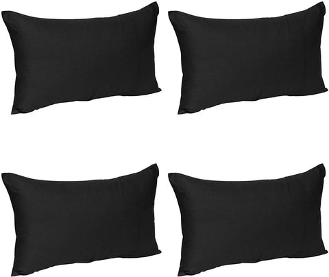 Rootz Black Pillow Cover Set - Cushion Covers - Decorative Sofa Covers - Breathable Cotton - 4 Pack - 30x50 cm