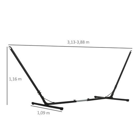 Rootz Adjustable Hammock Frame - Durable Hammock Stand - Weatherproof Metal Frame - Indoor & Outdoor Use - 313-388cm x 109cm x 116cm
